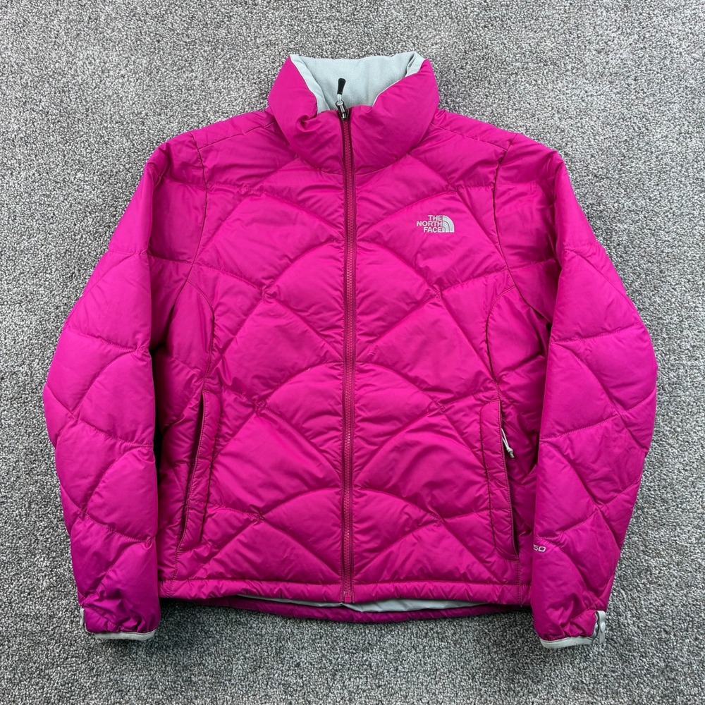 North Face Aconcagua Puffer Jacket Women's Medium Pink 550 Down Fill Coat